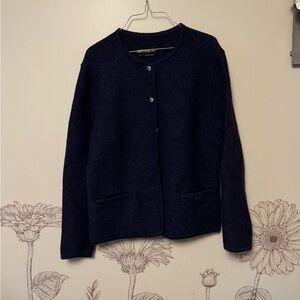 Geiger Elegant 100% Wool Size 42 Navy Women's Cardigan